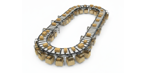 Top view of Quinta Loop/Circular Sorter in warehouse